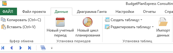 Ленточный интерфейс для MS Office программа Budget-Plan Express