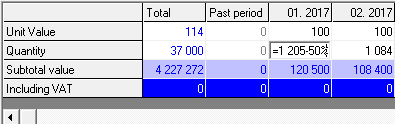 Use a formula to calculate the value of For planning sales of product N in the form of planning edit