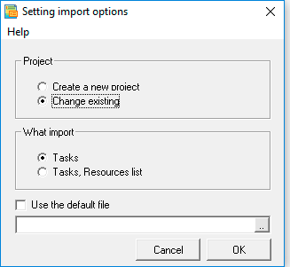 Form settings for data import Form settings - import of the production plan (Gantt) from MS Project. Business planning Budget-Plan Express