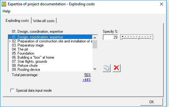 Distribution of costs by products Method posting of costs ABC/ABM (Activity Based Costing / Activity Based Management). Software product Budget Plan Express