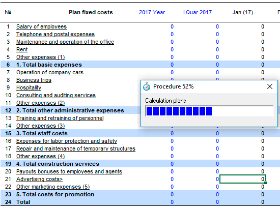 Plan fixed costs Plan fixed costs