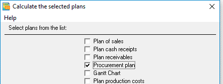 Calculate the plan (final calculation)