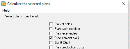 Final calculation Calculate the plan (final calculation)