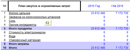 Пример таблицы «План закупок и нормативных затрат» для вашего бизнес-плана