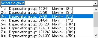 Choosing Depreciation Groups - Financial Planning in Budget-Plan Express