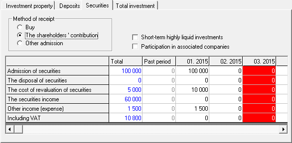 Planning and accounting of securities is a software product Budget Plan Express for Windows