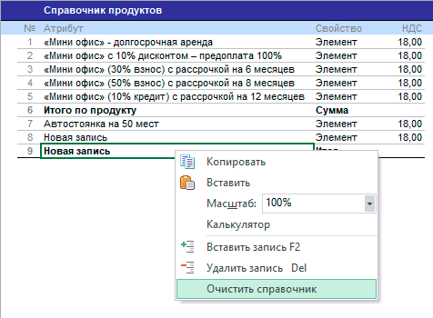 Очистите справочник Очистите справочник